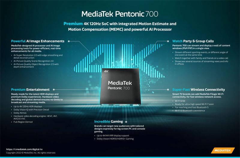 mediatek ra mat chipset pentonic 700 cho smart tv 4k 120hz cao cap hinh 2