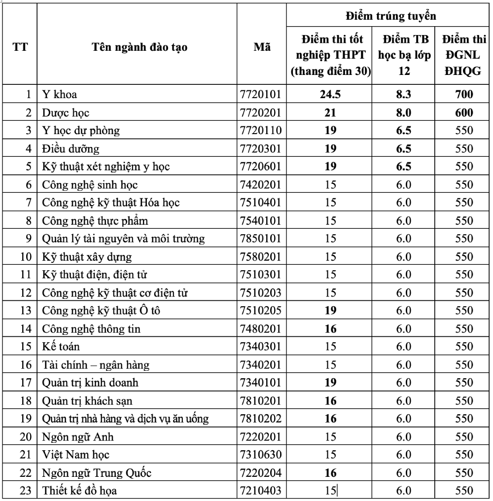 dai hoc nguyen tat thanh chinh thuc cong bo diem chuan nam 2022 hinh 1