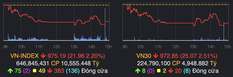 vn index roi ve moc 975 diem hinh 1