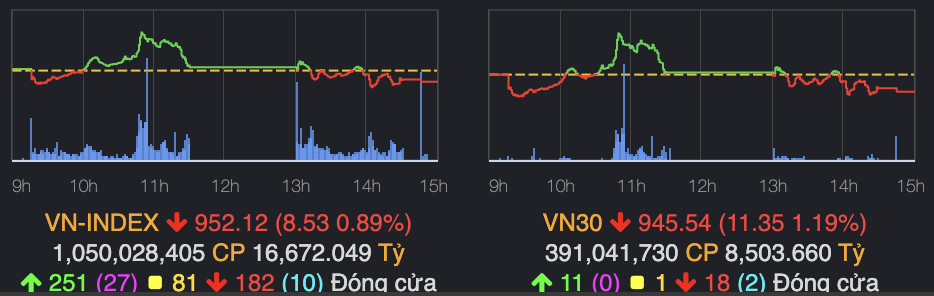 vn index noi dai da giam roi them gan 9 diem hinh 1