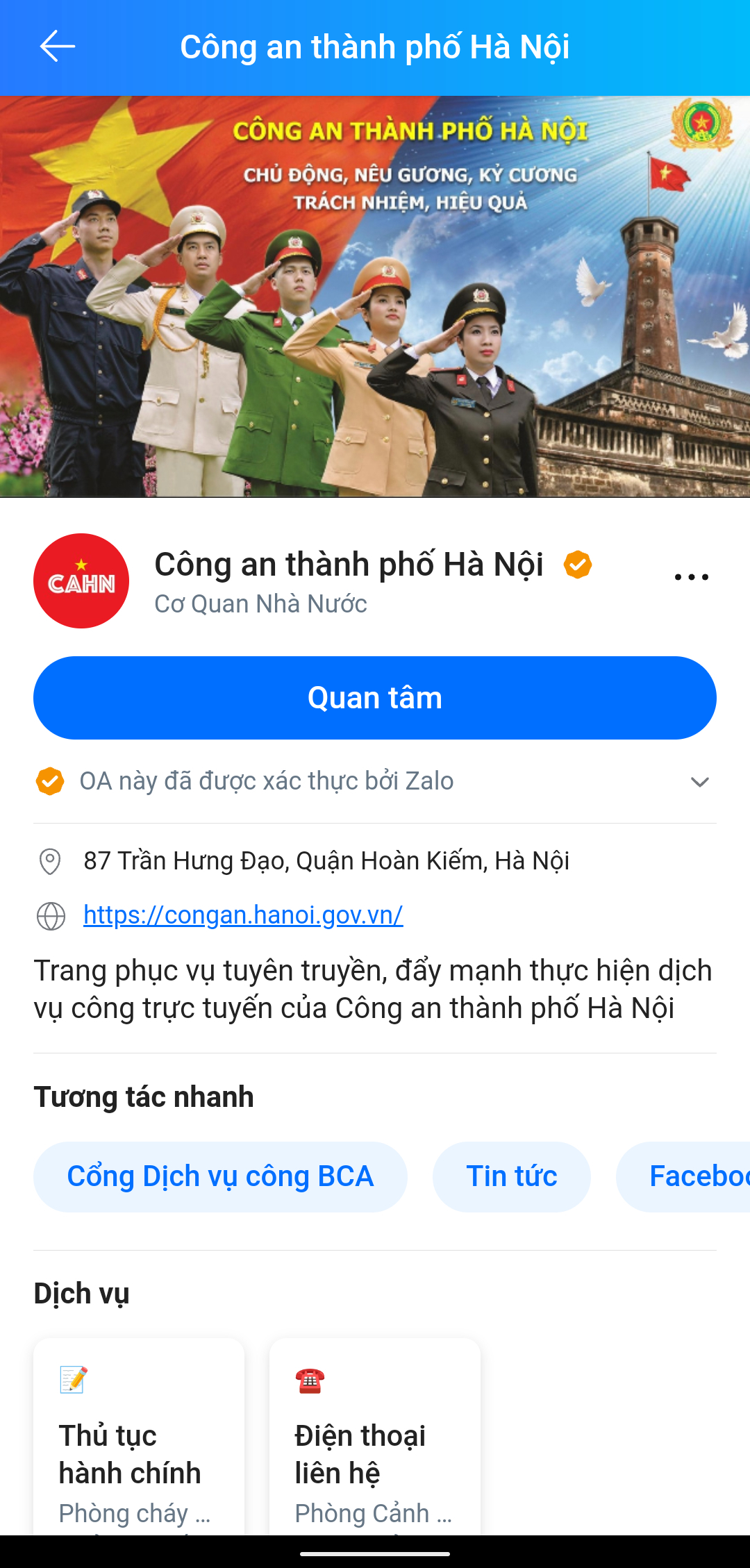 cong an ha noi ket noi thong tin voi nguoi dan thong qua mang xa hoi zalo hinh 1