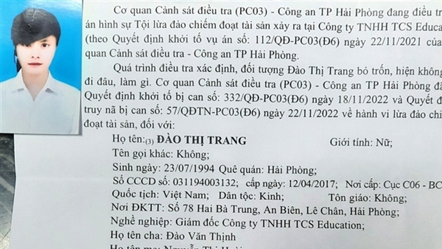 truy na nu giam doc cong ty tu van du hoc o hai phong lua dao hang ty dong hinh 1