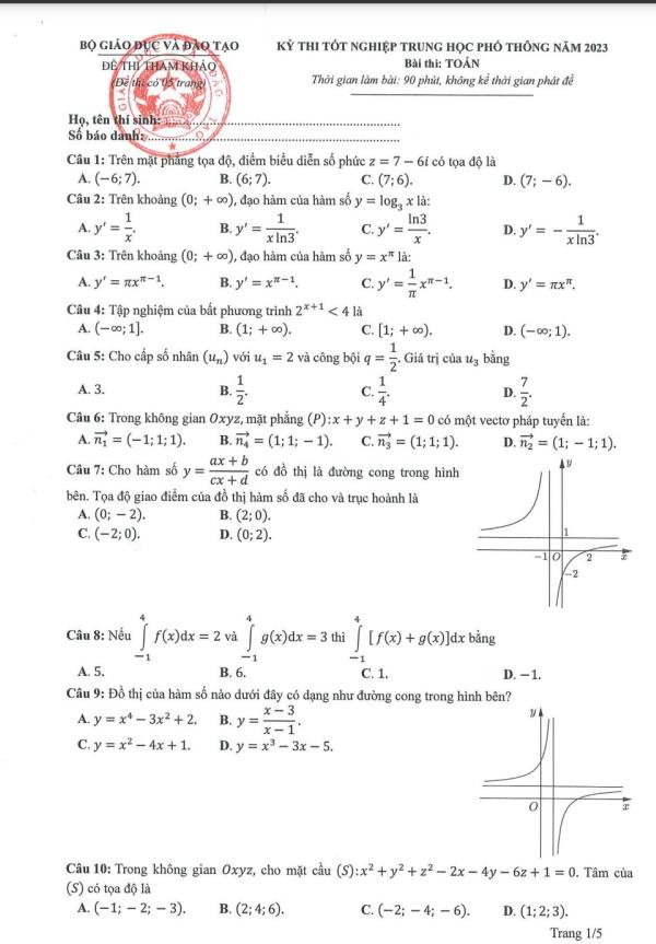 de thi tham khao mon toan ky thi tot nghiep thpt 2023 hinh 1