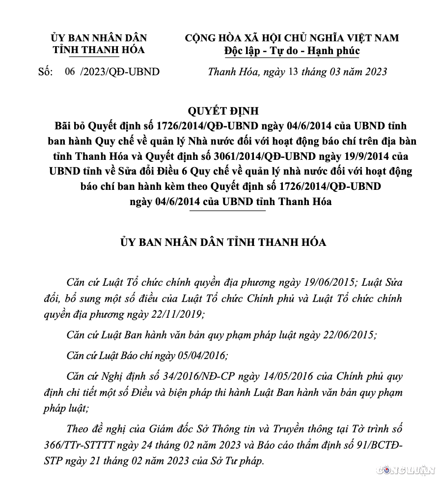 thanh hoa bai bo quyet dinh lien quan den quan ly nha nuoc doi voi hoat dong bao chi hinh 1