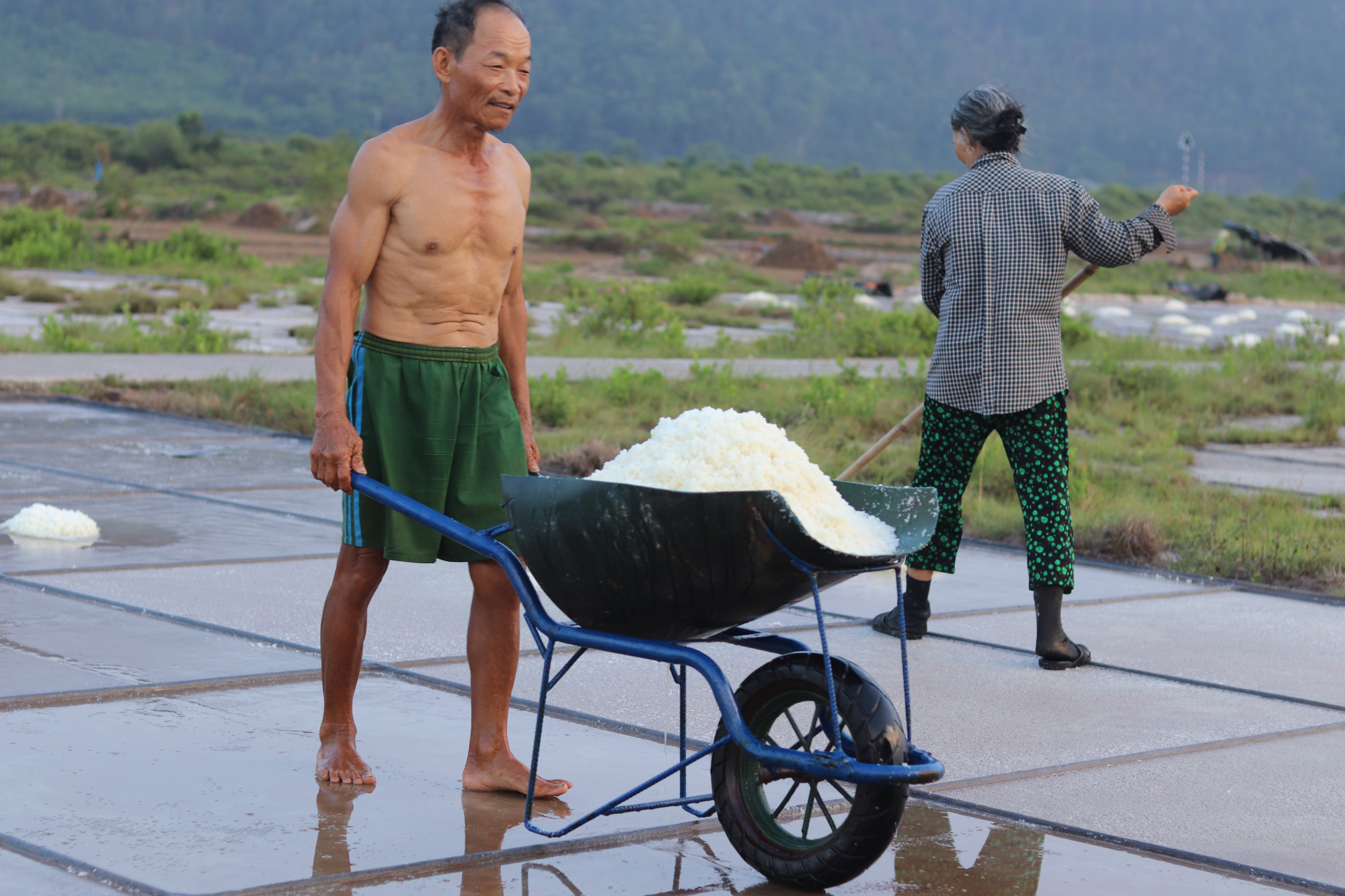 lang nghe lam muoi hoi ha thu hoach nang hinh 1