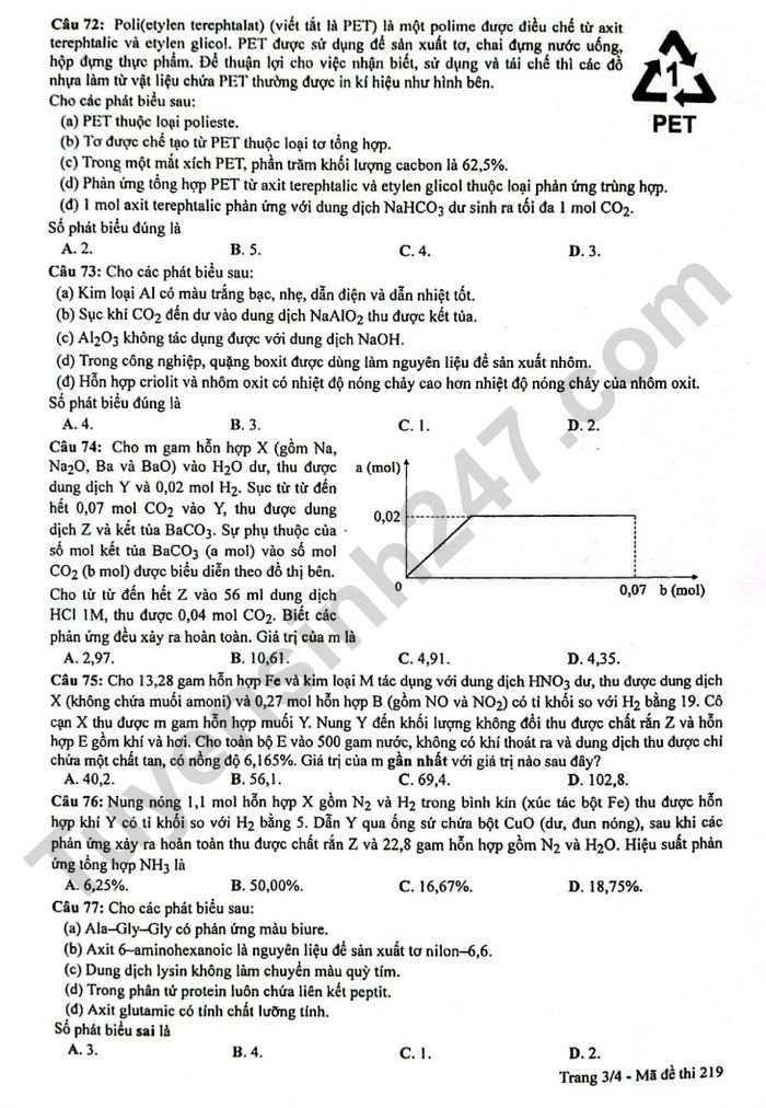 de thi tot nghiep thpt 2023 mon hoa hoc ma de 219 hinh 3