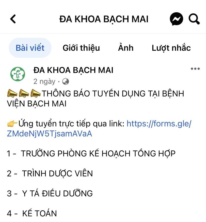 benh vien bach mai cho ray bi mao danh dang tin tuyen dung sai su that hinh 2