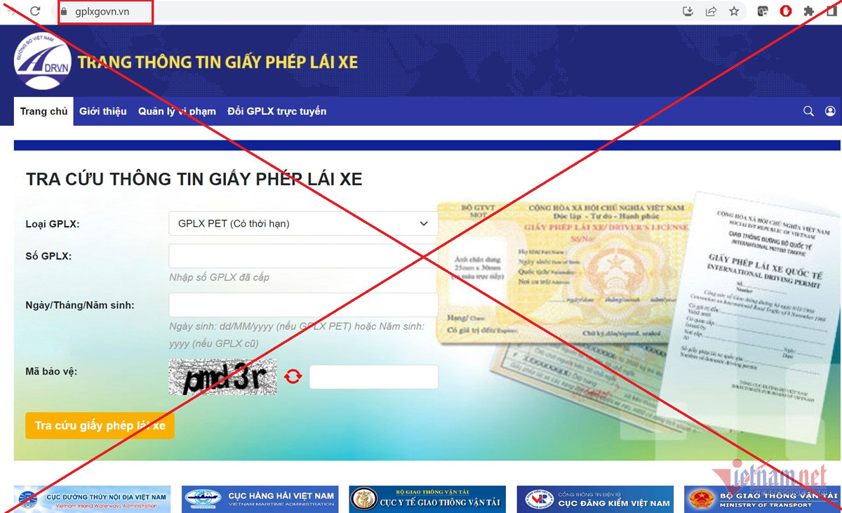 xu ly 2 website gia mao trang thong tin dien tu giay phep lai xe hinh 1