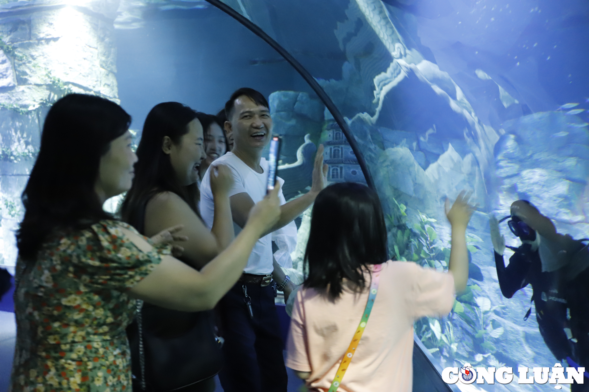 Hàng trăm du khách xếp hàng dài mua vé khám phá thủy cung lớn nhất Hà Nội
