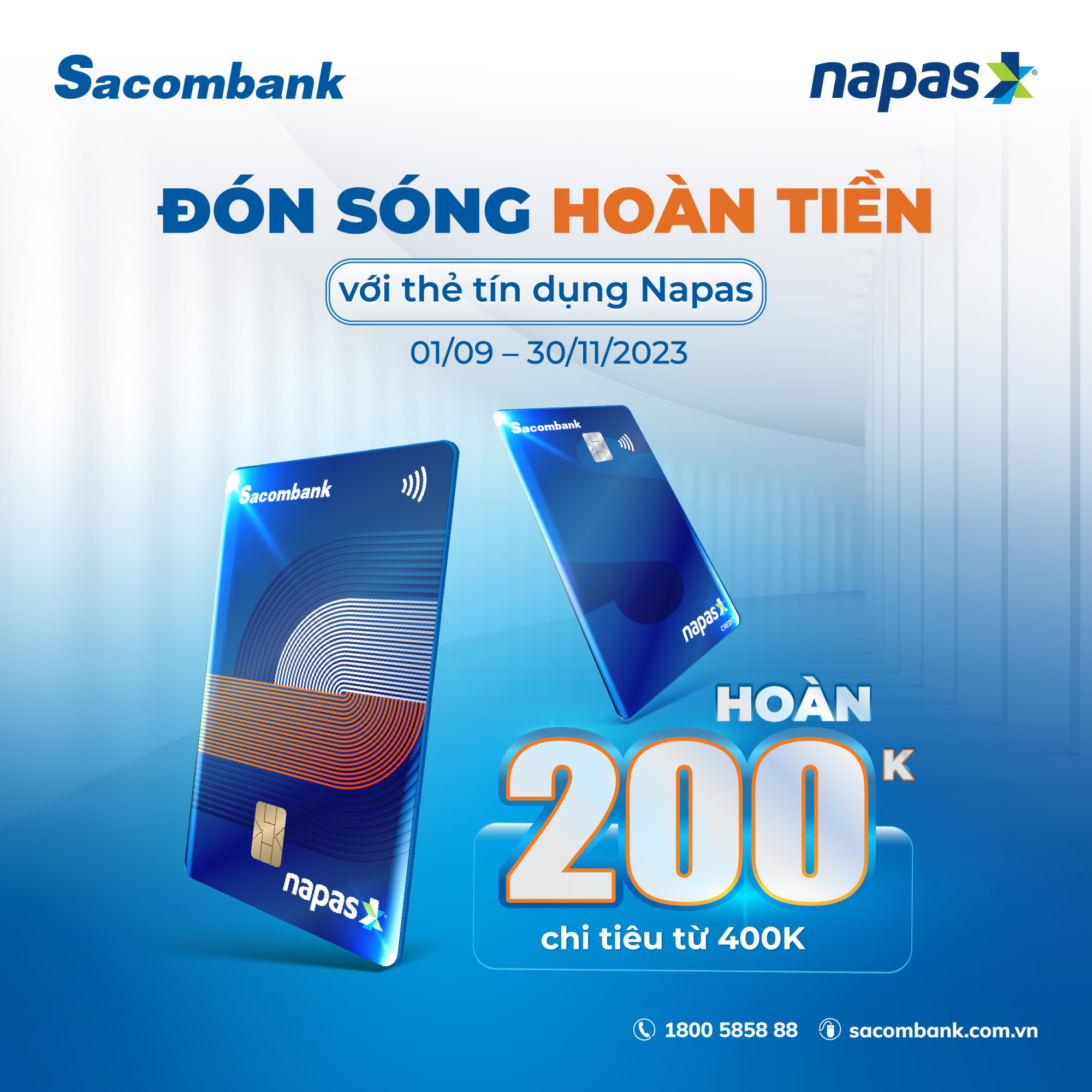 hoan ngay 200000 dong khi mo va chi tieu thanh toan bang the tin dung noi dia napas sacombank hinh 1