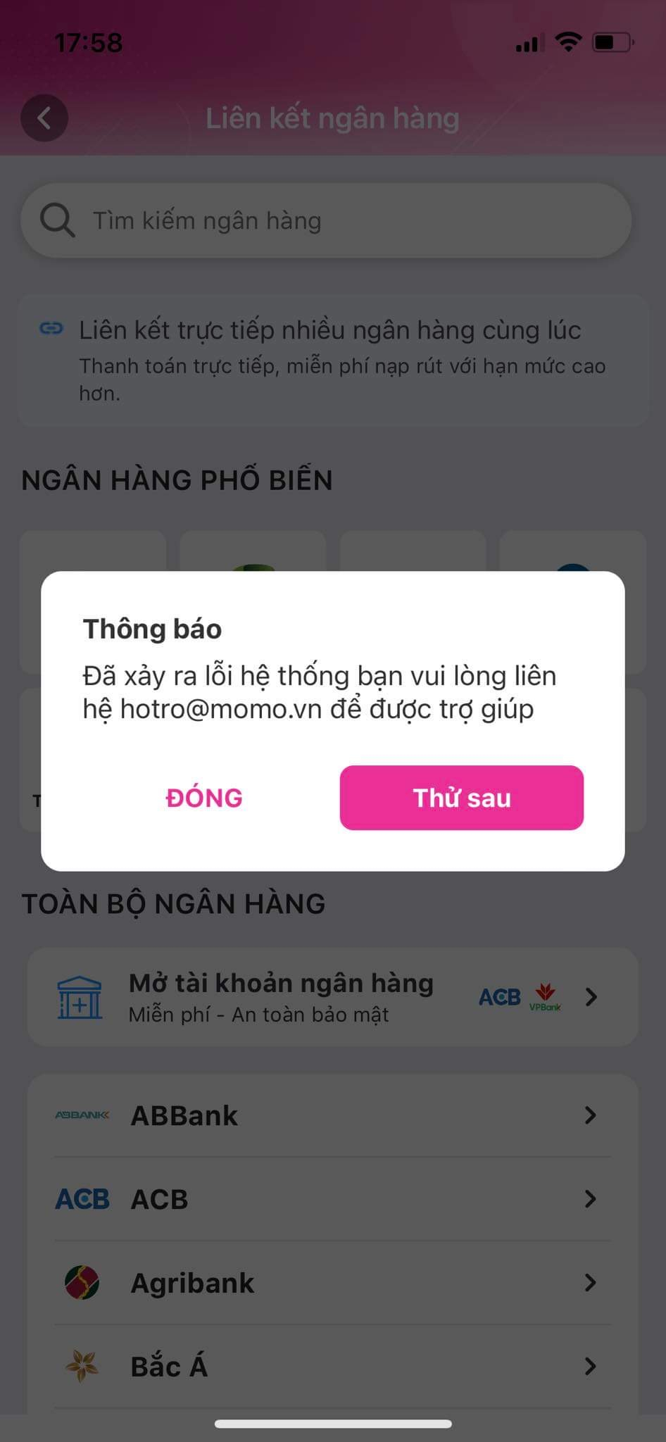 momo gap su co nhieu nguoi khong thuc hien duoc giao dich hinh 1