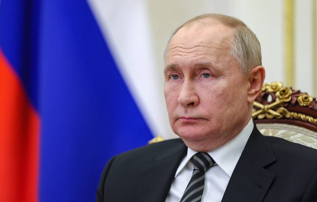 Tổng thống Putin theo dõi cuộc tập trận răn đe chiến lược của quân đội Nga qua liên kết video trực tuyến. Ảnh: TASS