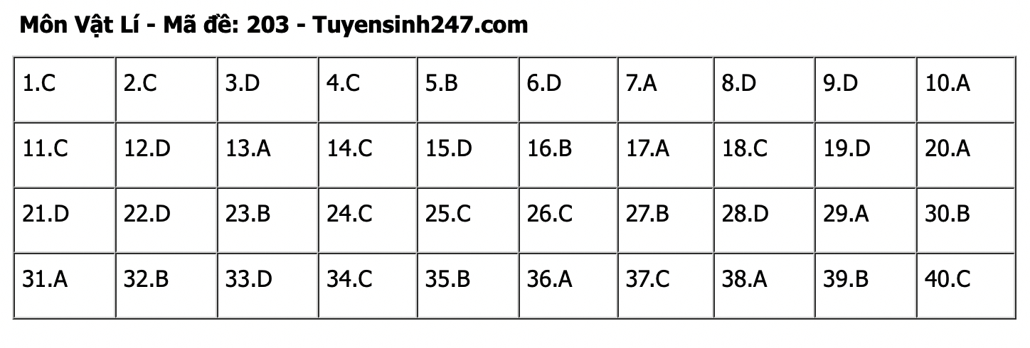 dap an de thi tot nghiep thpt 2024 mon vat li ma de 203 tham khao hinh 1