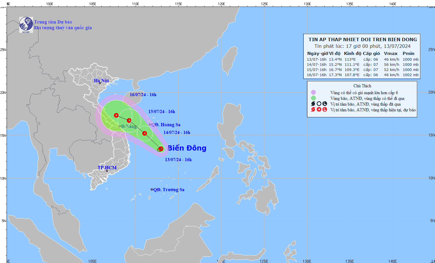 vung ap thap da manh len thanh ap thap nhiet doi nhieu khu vuc tren dat lien mua lon hinh 1