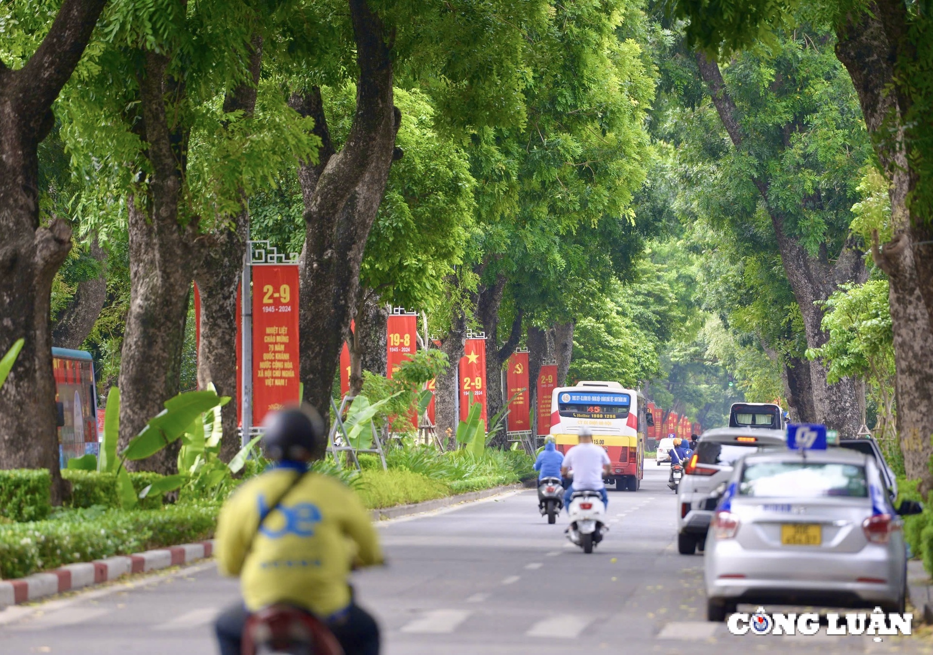 duong pho ha noi trang hoang bang ron khau hieu chao mung quoc khanh 2 9 hinh 4