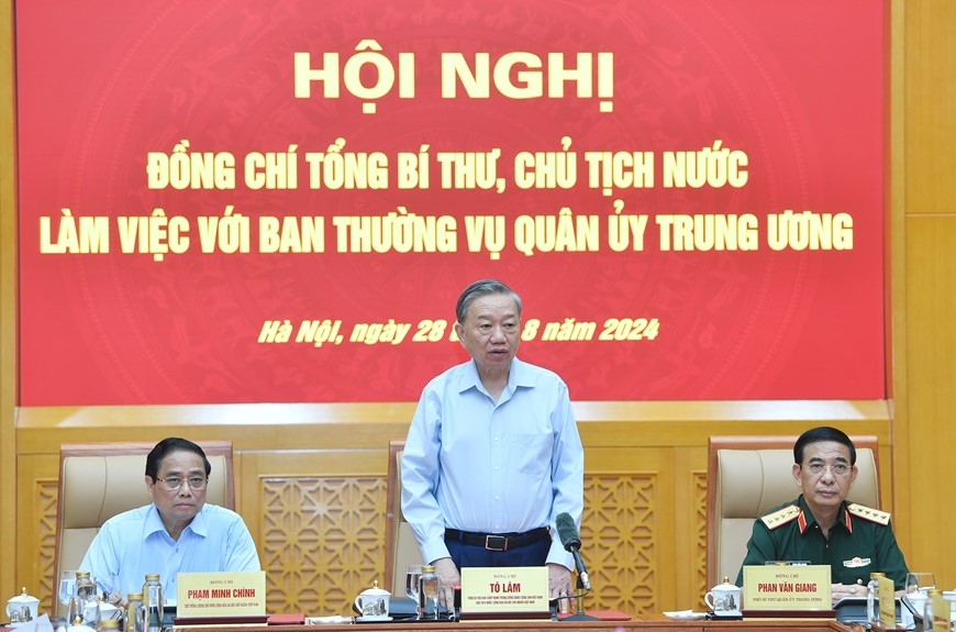 tong bi thu chu tich nuoc to lam lam viec voi ban thuong vu quan uy trung uong hinh 1