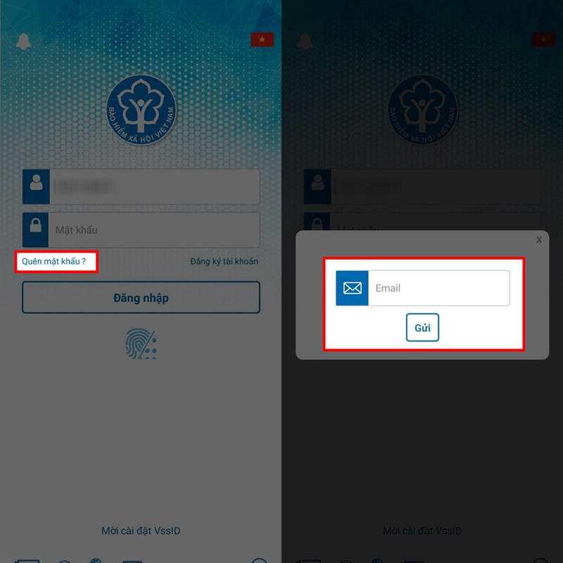 cach lay lai mat khau bao hiem xa hoi tren app vssid hinh 1
