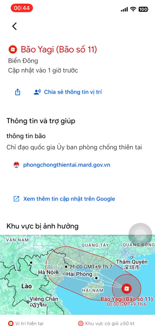 su dung google maps cap nhat tinh trang va huong di bao yagi hinh 2