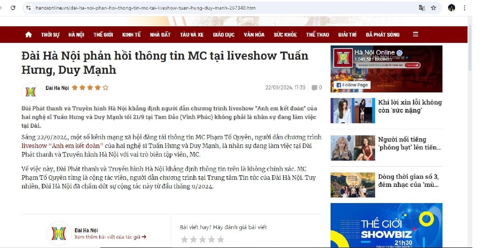 vu mc bi che kem duyen o liveshow tuan hung duy manh khong phai la nhan su dang lam viec tai dai truyen hinh hinh 1