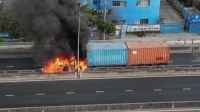 Giao thông khu vực cầu Phú Mỹ ùn ứ trong nhiều giờ do cháy xe container