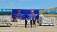Việt Nam trao tặng 500.000 USD cùng vật tư, thiết bị y tế hỗ trợ Lào ứng phó dịch COVID-19