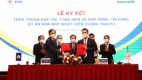 EVN và Vietcombank ký kết hợp tác toàn diện, ký hợp đồng tài trợ dự án Nhà máy điện Quảng Trạch