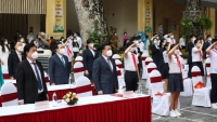 Bí thư Thành ủy Hà Nội Đinh Tiến Dũng dự lễ khai giảng trực tiếp tại Trường THCS Trưng Vương