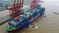 Hai cảng biển “khủng” nhất Trung Quốc phải tạm dừng hoạt động bởi bão lớn