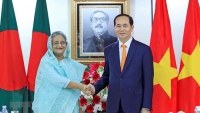 Chủ tịch nước Trần Đại Quang hội đàm với Thủ tướng Bangladesh