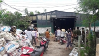 Hà Tĩnh: Cháy lớn xưởng sản xuất củi trấu