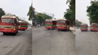 Nghệ An: Hai xe buýt tạt đầu, chèn ép nhau trên quốc lộ 1