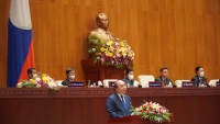 Chủ tịch nước Nguyễn Xuân Phúc phát biểu tại Kỳ họp Quốc hội Lào khóa IX