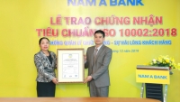 Nam A Bank được nhận chứng nhận tiêu chuẩn ISO 10002:2018 về hệ thống quản lý chất lượng - sự hài lòng khách hàng