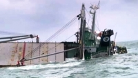 Vệt dầu loang rộng sau vụ tàu hàng Thái Lan gặp nạn trên biển Hà Tĩnh