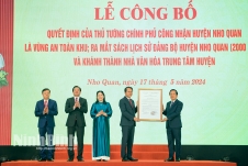 Công bố Quyết định của Thủ tướng Chính phủ công nhận huyện Nho Quan (Ninh Bình) là vùng An toàn khu