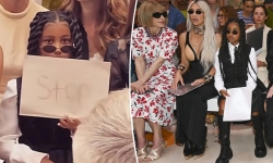 Con gái Kim Kardashian tỏ ra khó chịu khi bị chụp ảnh tại sàn diễn thời trang
