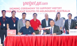 Lãnh đạo Vietjet cùng Bộ trưởng bang Victoria (Úc) công bố đường bay thẳng giữa TP. Hồ Chí Minh và Melbourne từ ngày 31/3/2023
