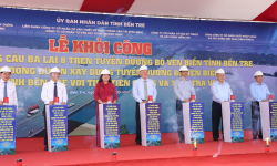 Phó Thủ tướng Thường trực Nguyễn Hòa Bình dự lễ khởi công dự án cầu Ba Lai 8 (Bến Tre)