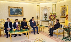 Đại tướng Tô Lâm chào xã giao Quốc vương Brunei Darussalam Haji Hassanal Bolkiah
