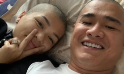 Bất ngờ hình ảnh Hoa hậu Oanh Yến và bạn trai cạo trọc đầu
