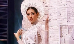 Khánh Vân trong đêm thi trang phục dân tộc ở Hoa hậu Hoàn vũ