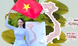 Hoàng Hương Ly đưa bản đồ Việt Nam đến với cuộc thi Hoa hậu Du lịch Quốc tế 2021