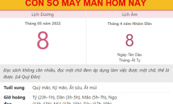 Con số may mắn hôm nay 8/5/2022 Chủ nhật, ngày 8/4 âm lịch