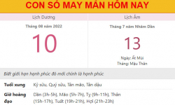 Con số may mắn hôm nay 10/8/2022 thứ 4, ngày 13/7 âm lịch