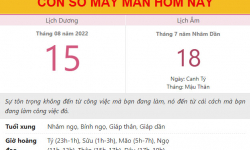 Con số may mắn hôm nay 15/8/2022 thứ 2, ngày 18/7 âm lịch