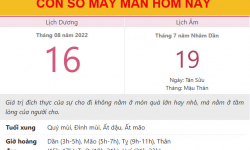 Con số may mắn hôm nay 16/8/2022 thứ 3, ngày 19/7 âm lịch