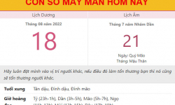 Con số may mắn hôm nay 18/8/2022 thứ 5, ngày 21/7 âm lịch