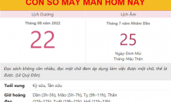 Con số may mắn hôm nay 22/8/2022 thứ 2, ngày 25/7 âm lịch