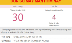 Con số may mắn hôm nay 30/8/2022 thứ 3, ngày 4/8 âm lịch