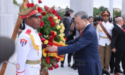 Tổng Bí thư, Chủ tịch nước đặt hoa tại Đài tưởng niệm Anh hùng dân tộc Cuba Jose Marti